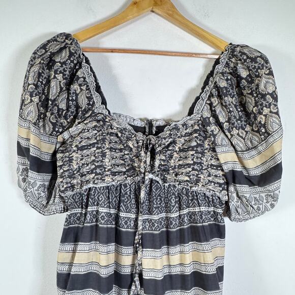 Sea New York Tasha Dress Womens M/L Gray Floral Puff Sleeve Cottagecore Peasant - Picture 5 of 15